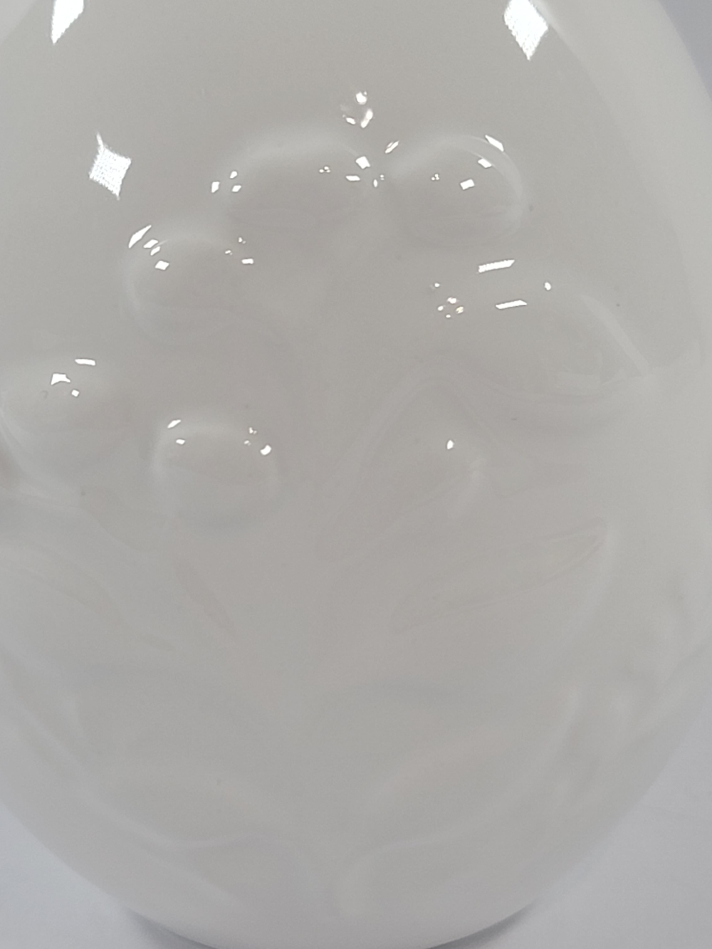 White Ceramic Egg Embossed Raised Floral Design - Picture 2 of 9